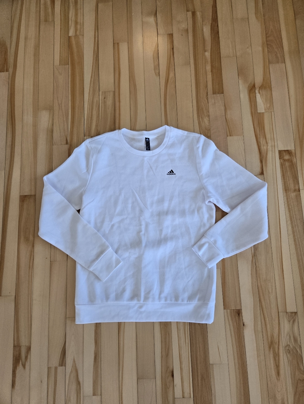 adidas White Men’s Crewneck Sweatshirt with Small Logo